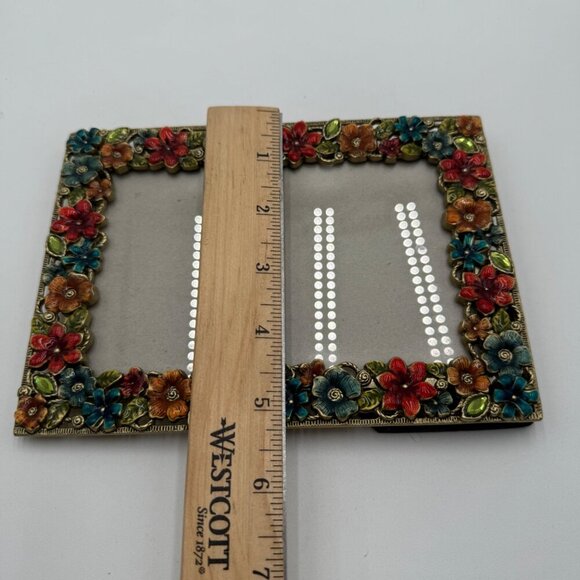 4 x 6 enameled photo frame flower floral home decor colorful blue red green - Picture 8 of 12